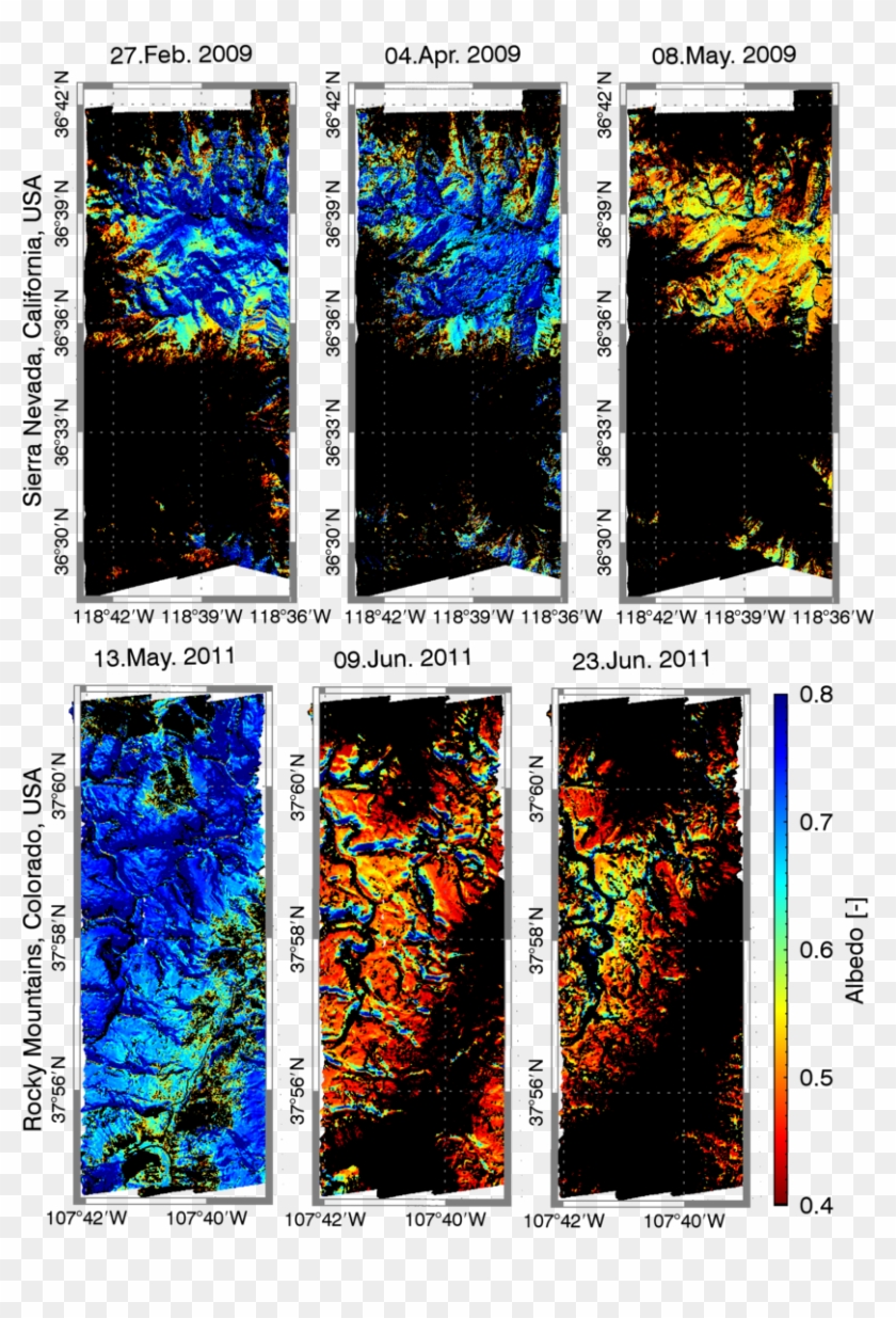 Maps Of Optical Snow Properties In The Sierra Nevada - Graphic Design Clipart #4456943