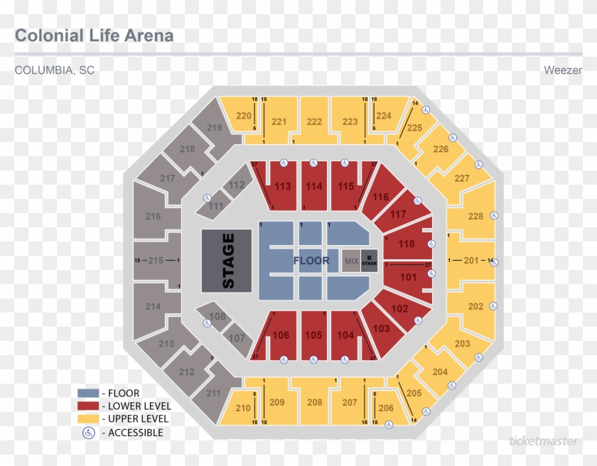 Weezer & Pixies - Colonial Life Arena Seating Chart With Seat Numbers Clipart #4458163