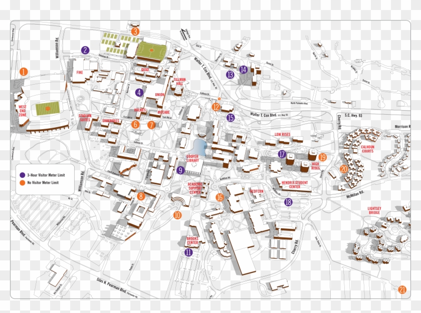 Meter Map Visitor - Map Of Clemson University Clipart #4458524