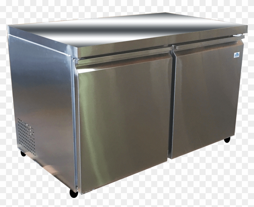 2 Door Under Counter Stainless Steel Freezer - Refrigerator Clipart