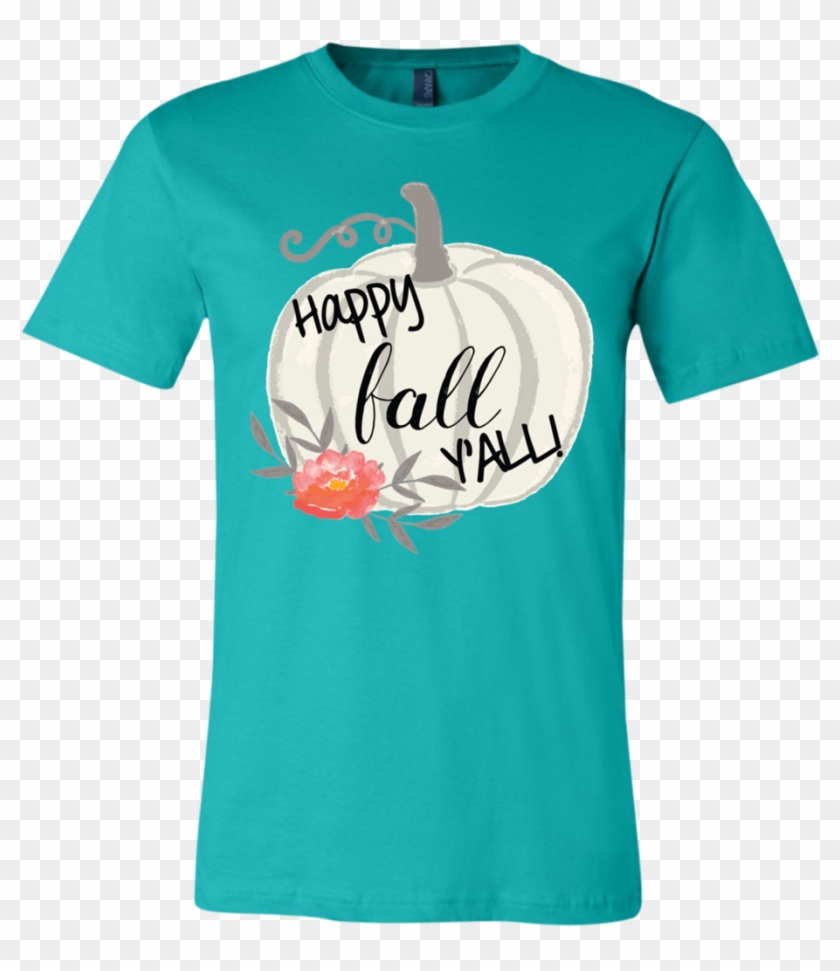 Happy Fall Y'all Watercolor Pumpkin Soft Tee Shirt - Heel Hook T Shirt Clipart
