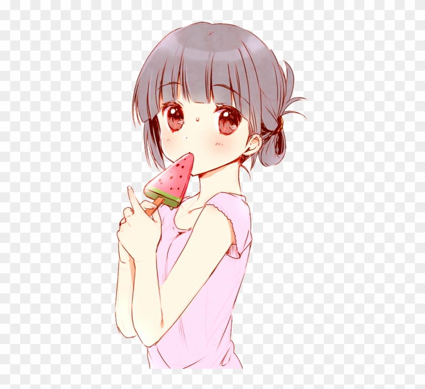 Girl Cute Kawaii Watermelon Popsicle - Kawaii Loli Anime Clipart