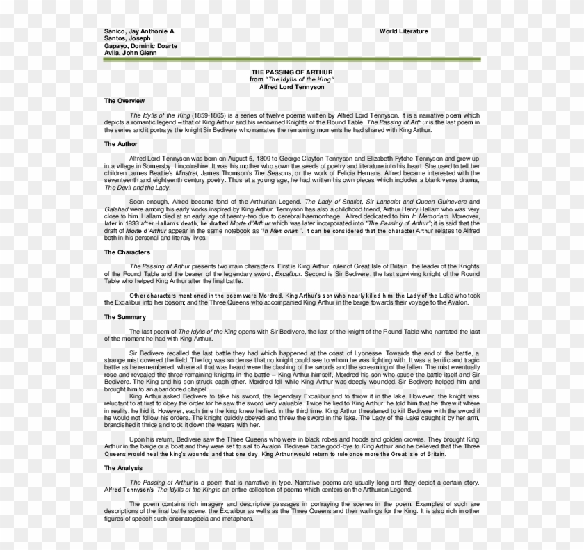 Docx - King Arthur Reflection Paper Clipart