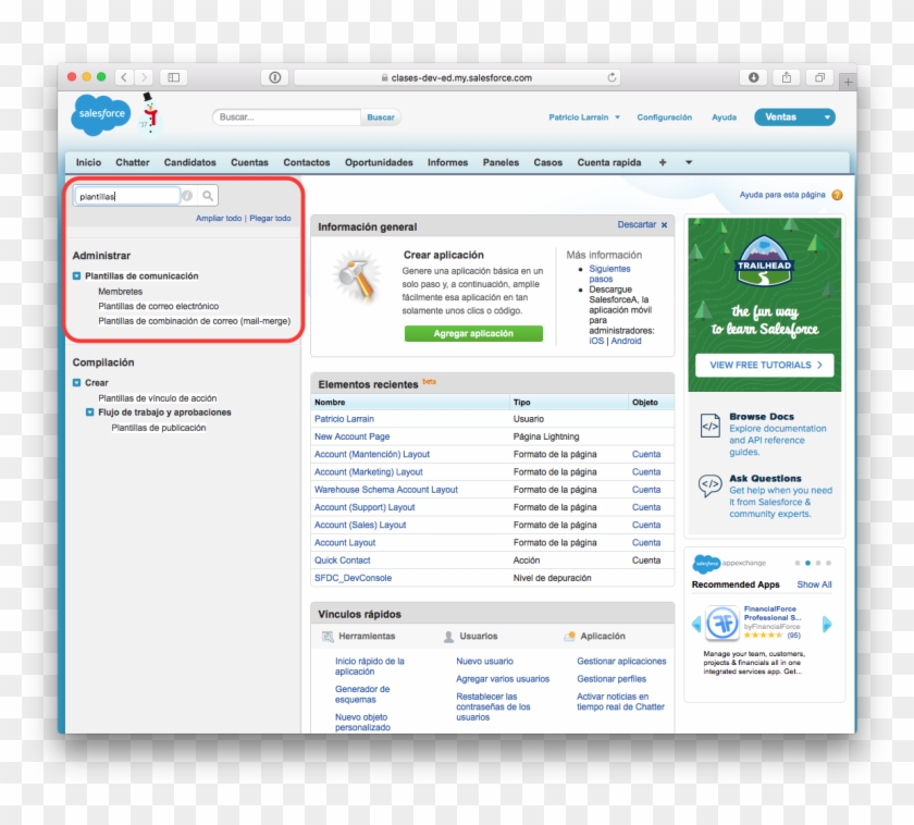 Luego De Lo Cual Se Mostrará El Menú De “plantillas - Salesforce Chatter Clipart