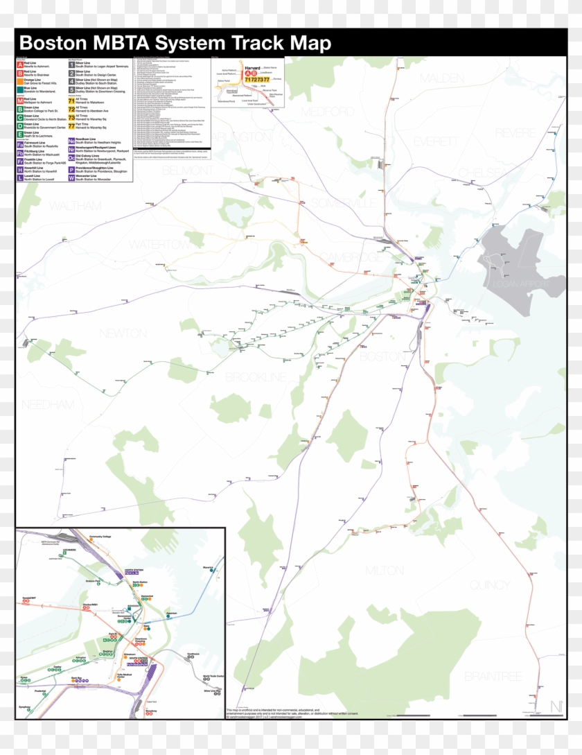 Boston Mbta Subway Track Map - Nyc Subway Track Map Clipart #4477568