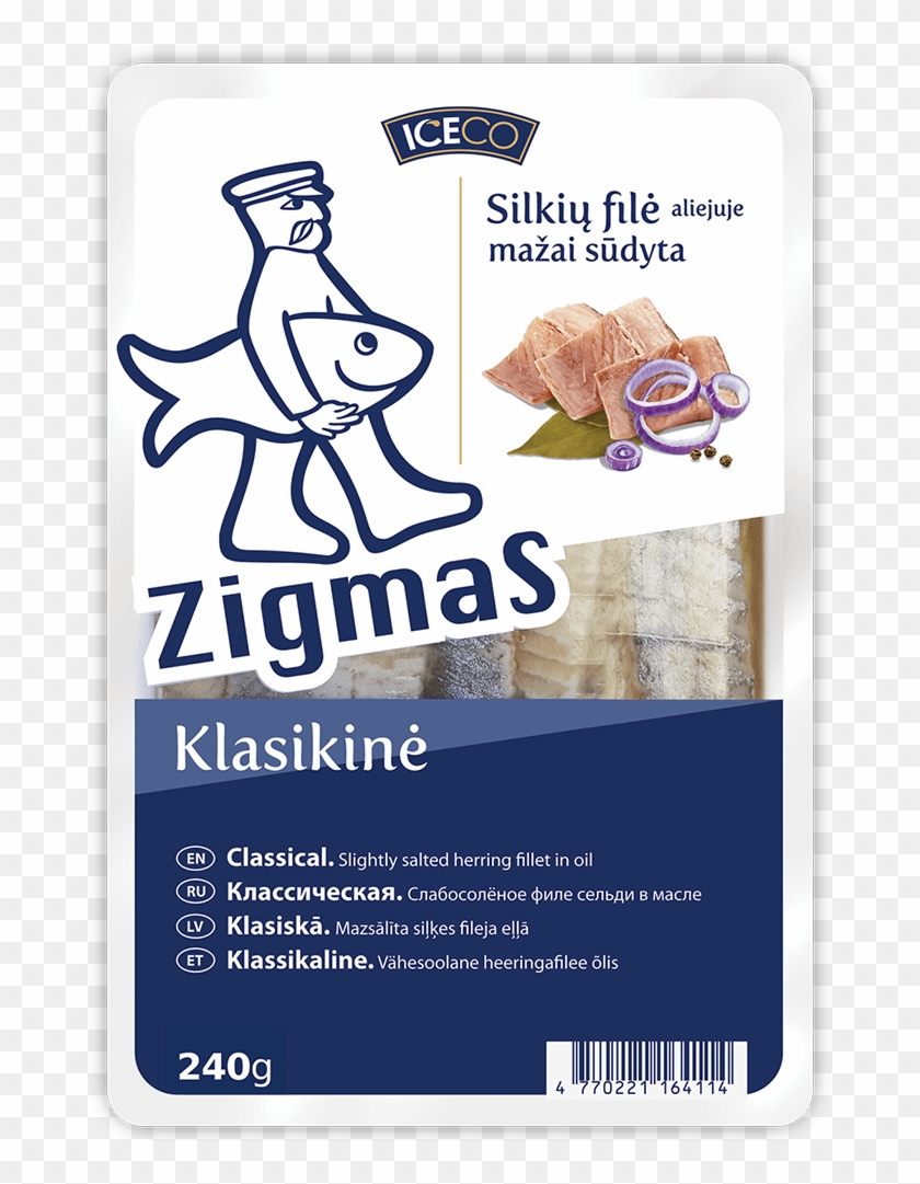 Classical Herring Fillet In Oil, Slightly Salted - Zigmas Herring Clipart #4477598