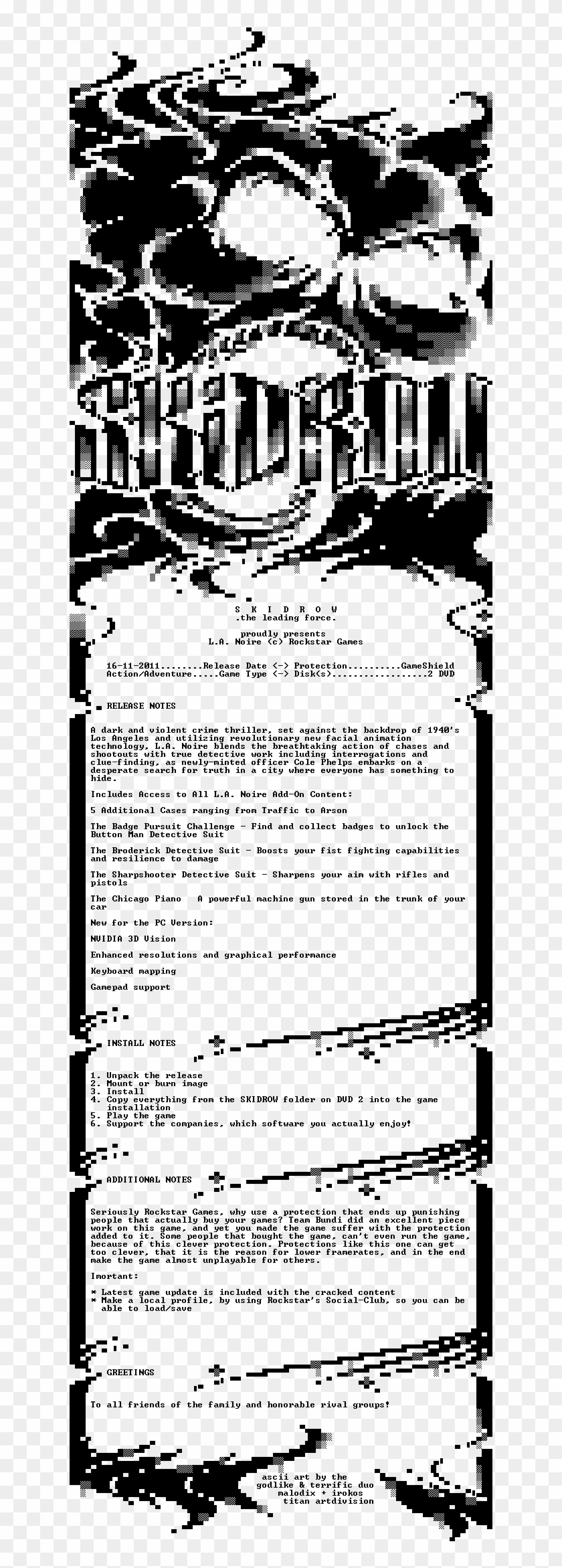 [ Img] La Noire Minimum System Requirements - All Warez Group Nfo Clipart #4477934