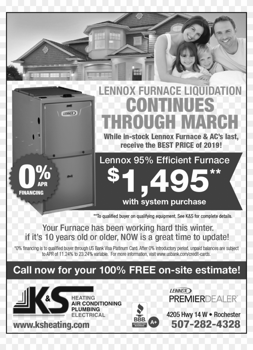 K&s Lennox Furnace 3 19 4c B&w - Flyer Clipart