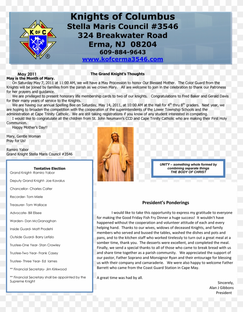 Knights Of Columbus Newsletter May 11 1 - Poster Clipart