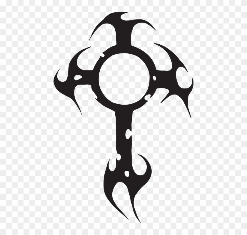 Cross Shape Sharp Faith Edges Symbol Sign Icon - Cruz Tribal Vector Clipart