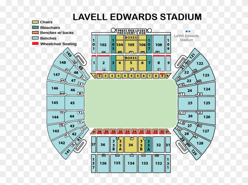 Brilliant Camping World Stadium Seating Chart With - Lavell Edwards Stadium Seating Clipart #4482544