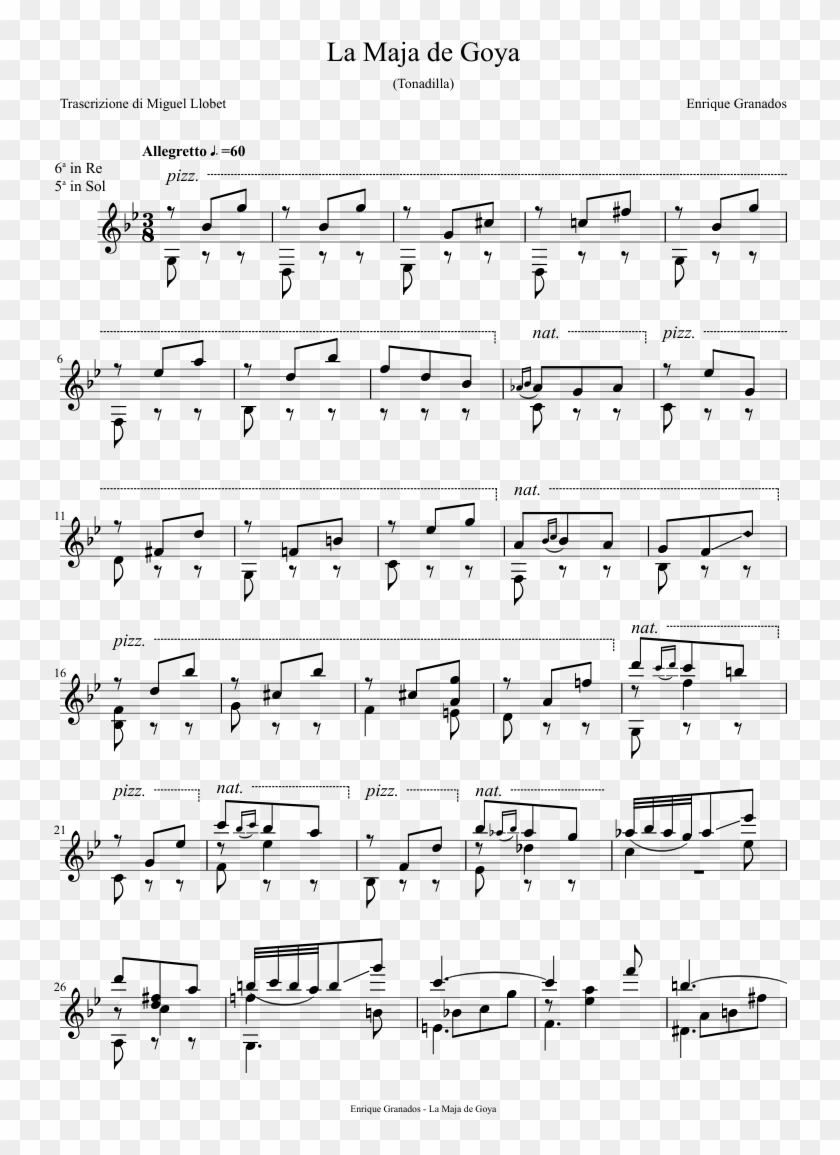 La Maja De Goya Sheet Music Composed By Enrique Granados - El Noi De La Mare Guitar Sheet Music Clipart #4484038
