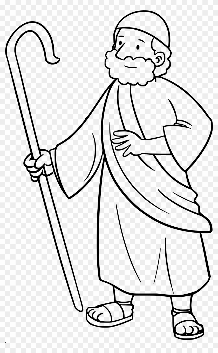 Bible Comic Characters Moses Old Png Image - Shepherd Clipart Black And White Transparent Png