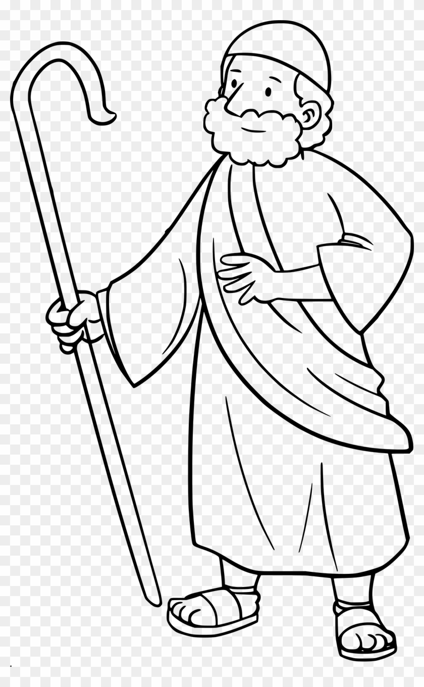 Bible Comic Characters Moses Old Png Image - Shepherd Clipart Black And White Transparent Png #4485669