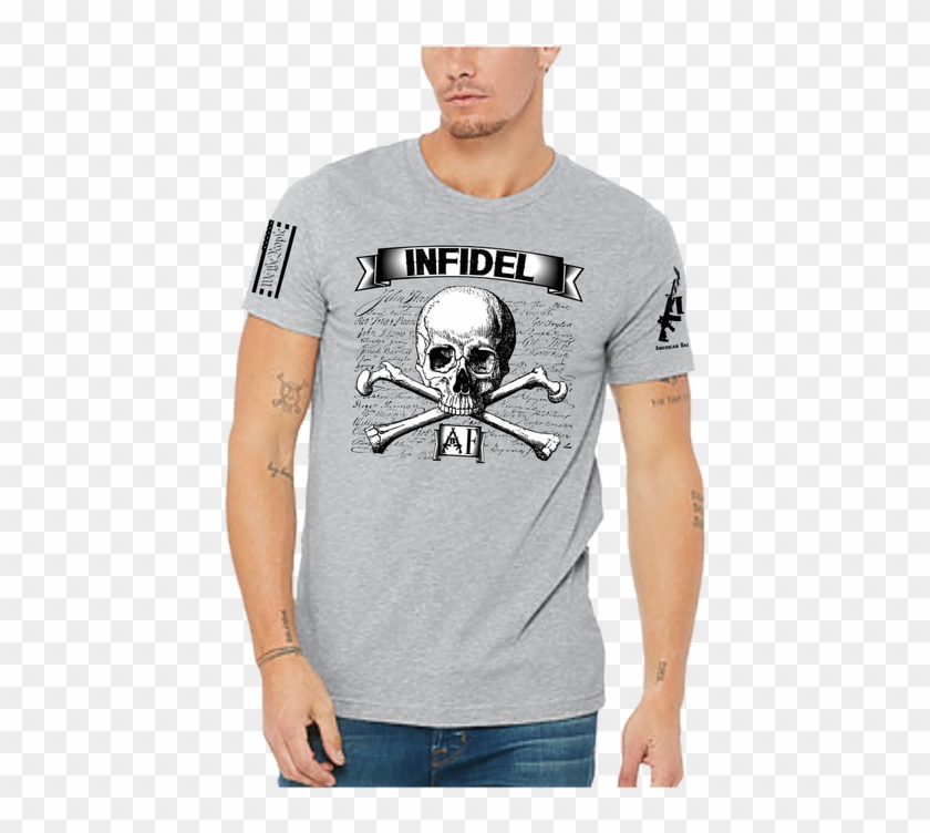 Infidel Af, Badass Skull And Crossbones Design With - T-shirt Clipart #4487205