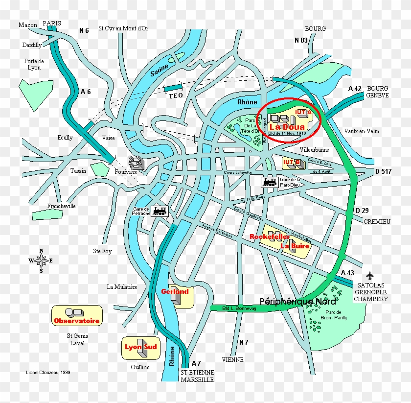 Plan General Campus - Ville De Lyon Carte Clipart