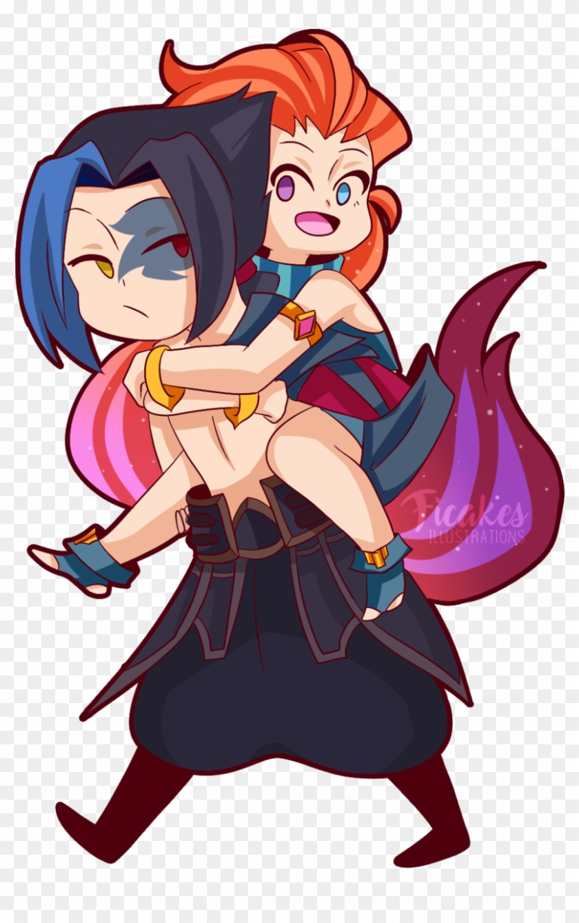 League Of Legends,лига - Zoe Y Kayn Chibi Clipart #4495359