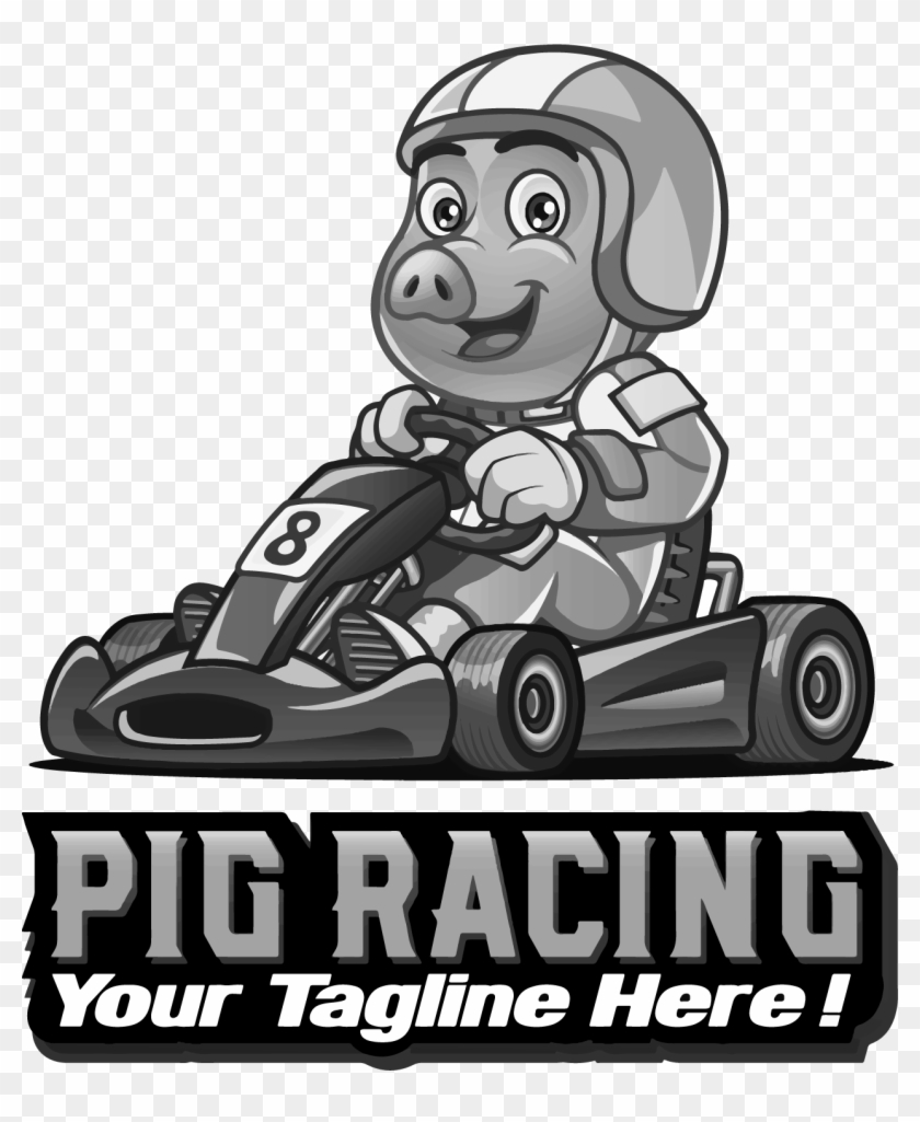 Pig - Pig On A Go Kart Clipart #4497517
