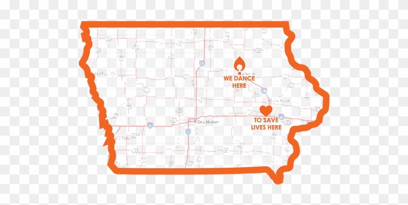 Uni Dance Marathon Is 1 Of 17 Programs In The State - Iowa Map With Cities Clipart #4499047