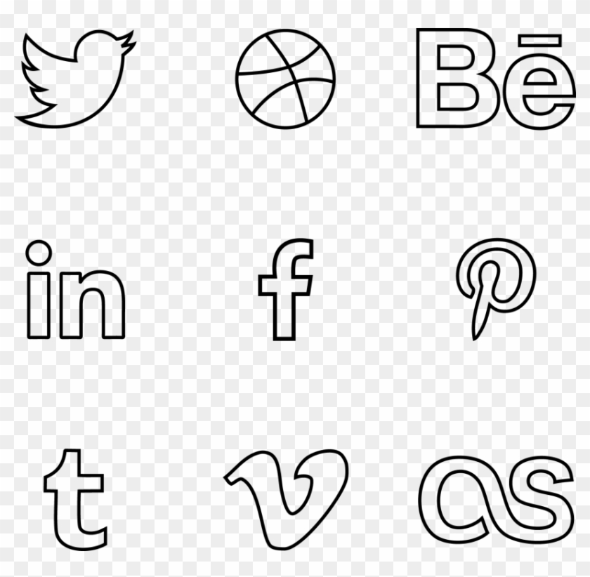 Free Png Download Social Media Line Icons Png Images - Social Media Icons Outline Vector Clipart #450329