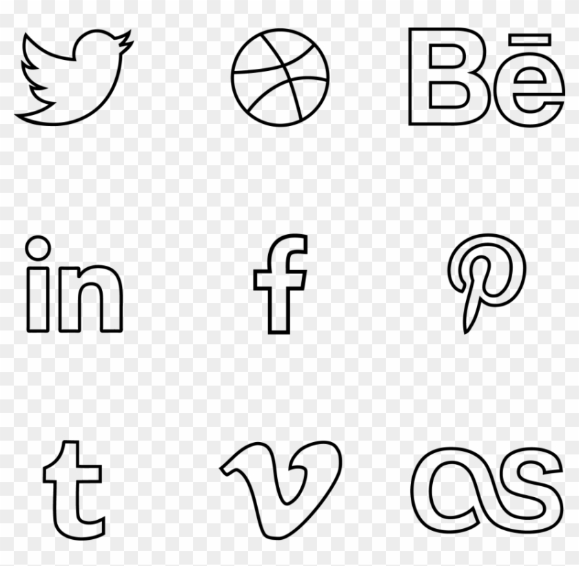 Free Png Download Social Media Line Icons Png Images - Social Media Icons Outline Vector Clipart