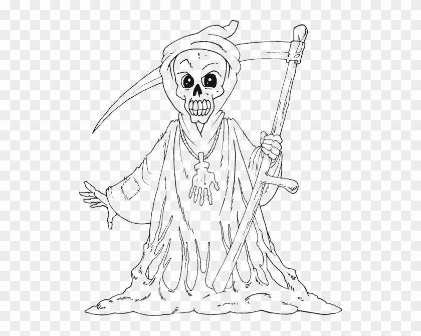 Grim Reaper - Scary Halloween Coloring Sheets Free Printable Clipart #450357