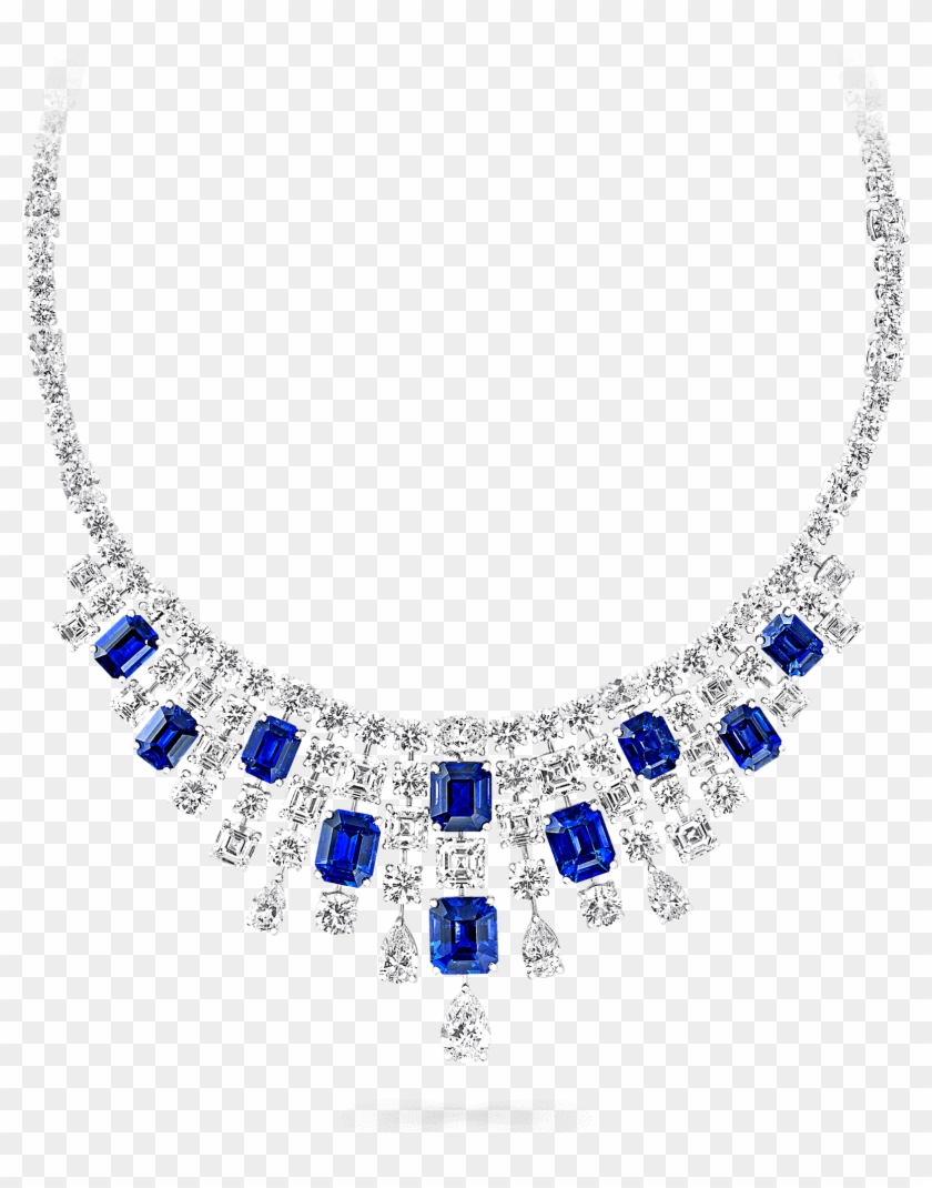 A Graff Sapphire And Diamond Fringe Necklace - Sapphire Necklace Png Clipart #450672