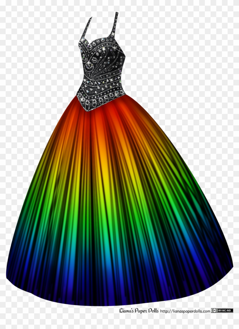 There's A Sleeveless Ballgown With A Black Bodice And - Rainbow Dresses Clipart