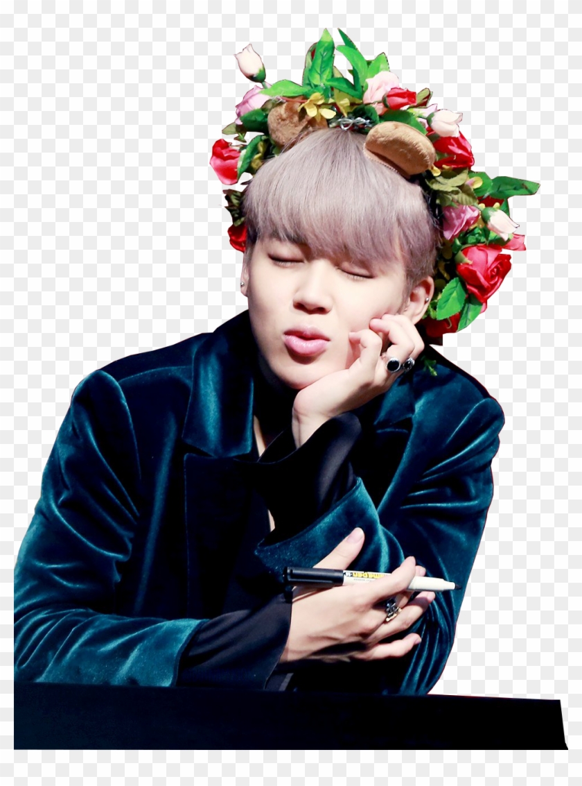 Cute Kpop Jimin Park Korean Green Flowers Png Bst Bts Clipart