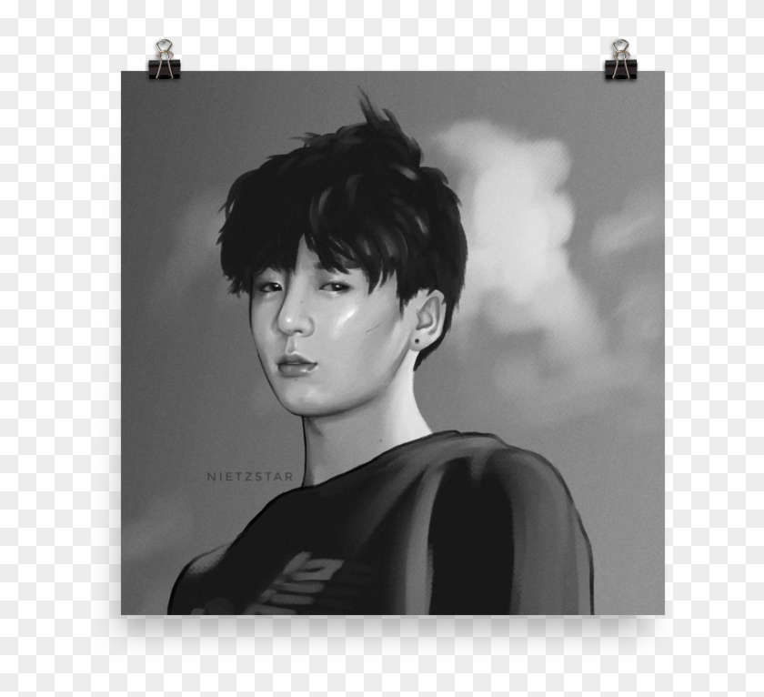 Bts Jungkook 2018 Art Print - Monochrome Clipart #454552