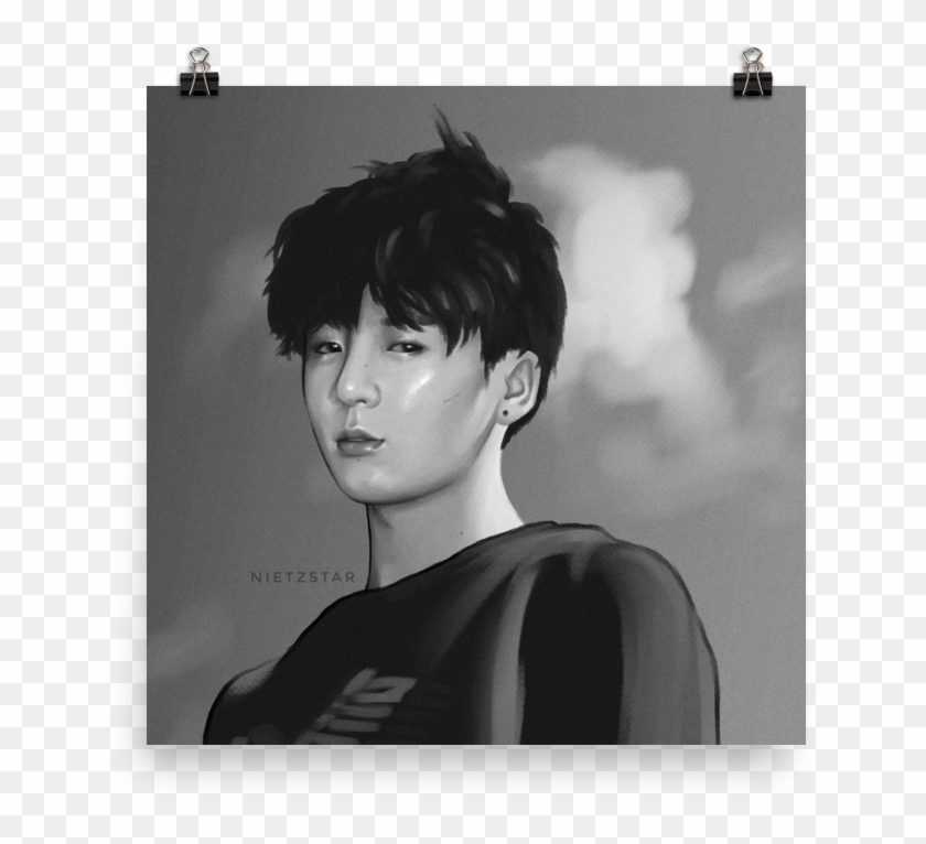 Bts Jungkook 2018 Art Print - Monochrome Clipart
