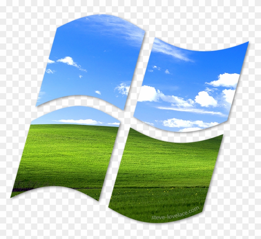 Windows Logo With Bliss Wallpaper - Windows Xp Logo Bliss Clipart