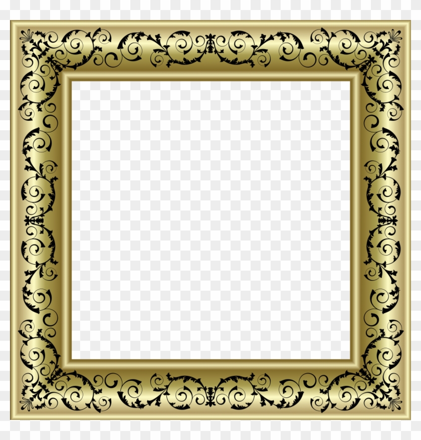 Gold Photo Frame Png With Black Ornaments - High Resolution Certificate Border Clipart #455483