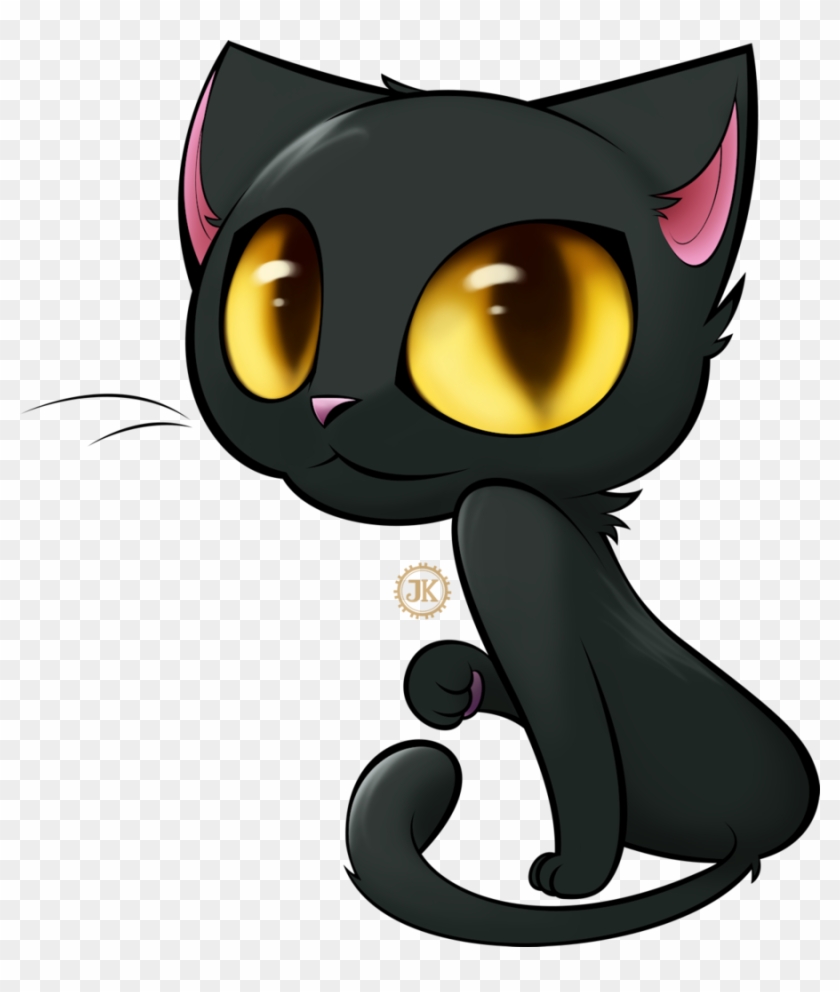 Cute Black Cat Png - Cute Cartoon Black Cat Clipart #457302