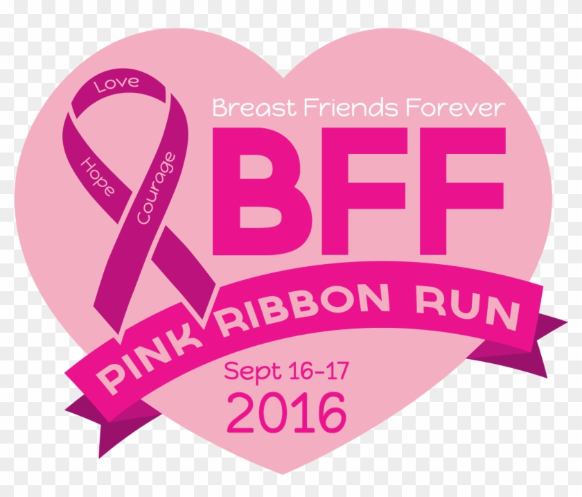 Bff Pink Ribbon Run - Heart Clipart