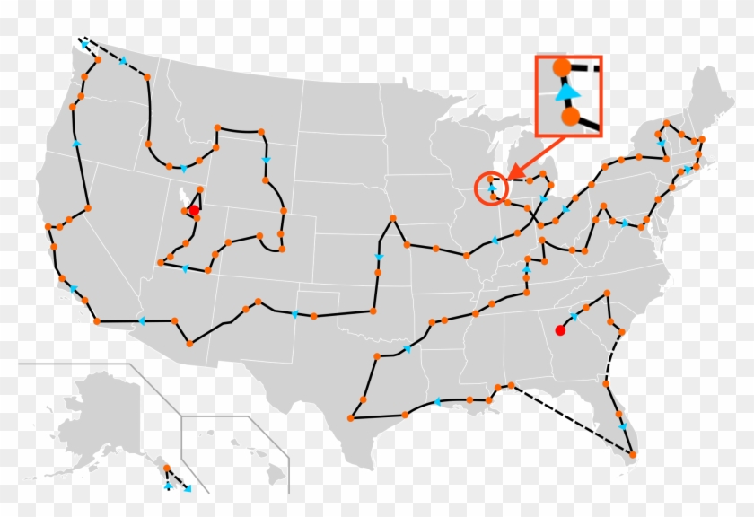 2002 Winter Olympics Torch Relay Route Between Chicago - New York Highlighted On Map Clipart #459705