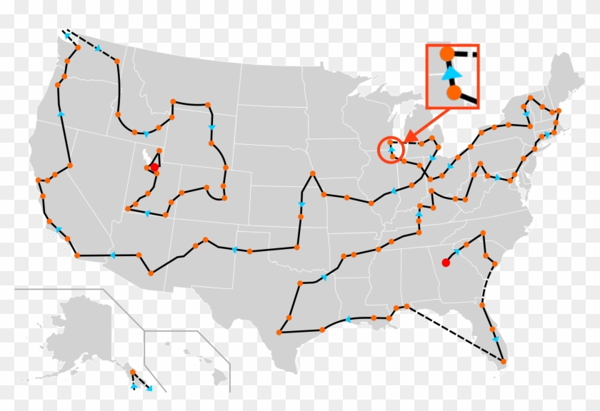 2002 Winter Olympics Torch Relay Route Between Chicago - New York Highlighted On Map Clipart