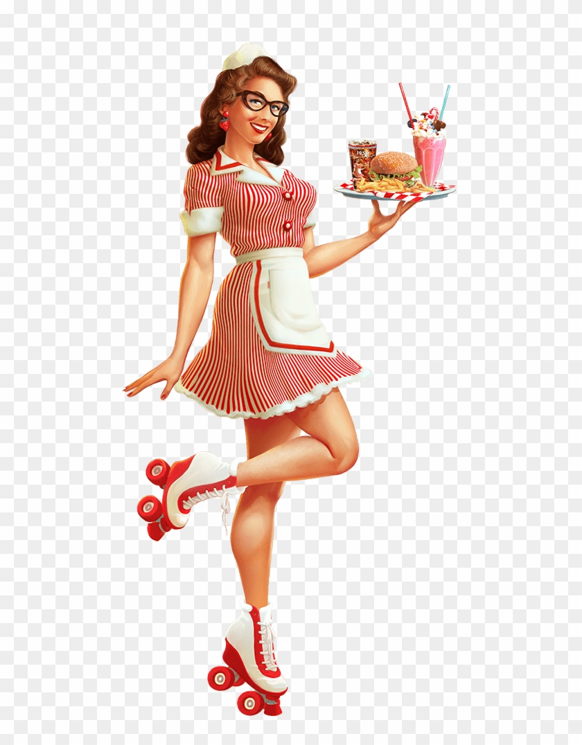 Order Online And Download The App 1950 American Diner - Pin Up Diner Girl Clipart #4500441