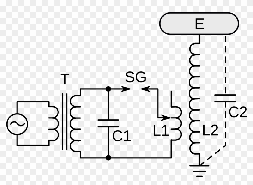 Tesla Coil Circuit - Nikola Tesla Coil Schematic Clipart #4501639