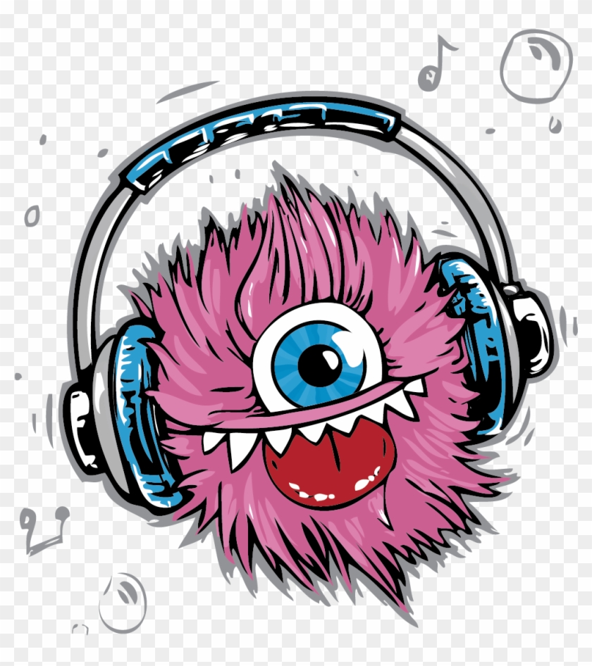 T Shirt Headphones Monster Cable Clip Art - Music Monster Png Transparent Png #4501723