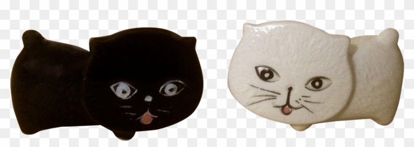 Vintage Adorable Flat Faced Kitty Cats Black & White - Black Cat Clipart #4502167