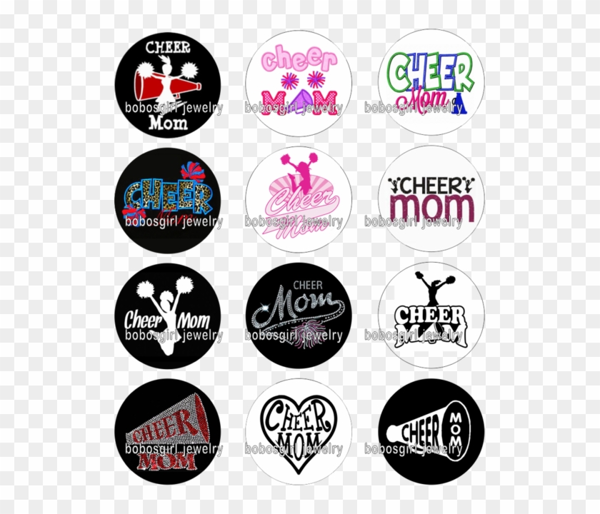 Cheer Mom Glass Button Fit Snap Jewelry - Emblem Clipart