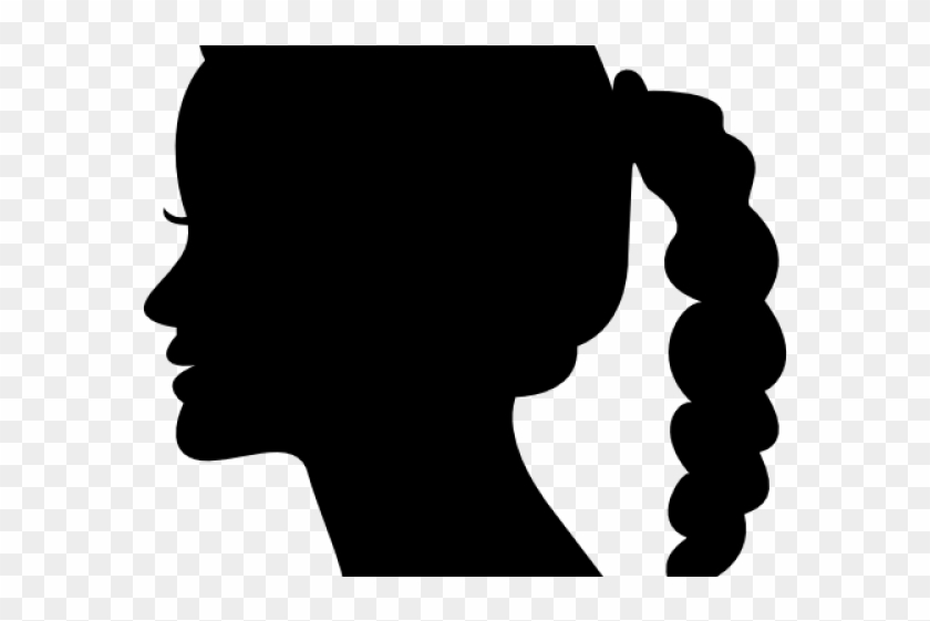 Dark Hair Clipart Side Profile Woman - Silhouette Side View Face - Png Download