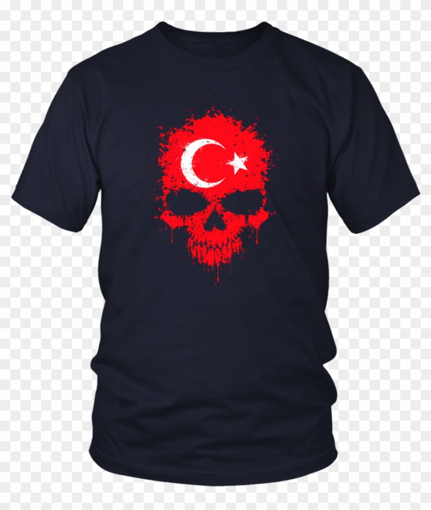 Chaotic Turkish Flag Splatter Skull T-shirt - Larry Bernandez T Shirt Clipart #4506515