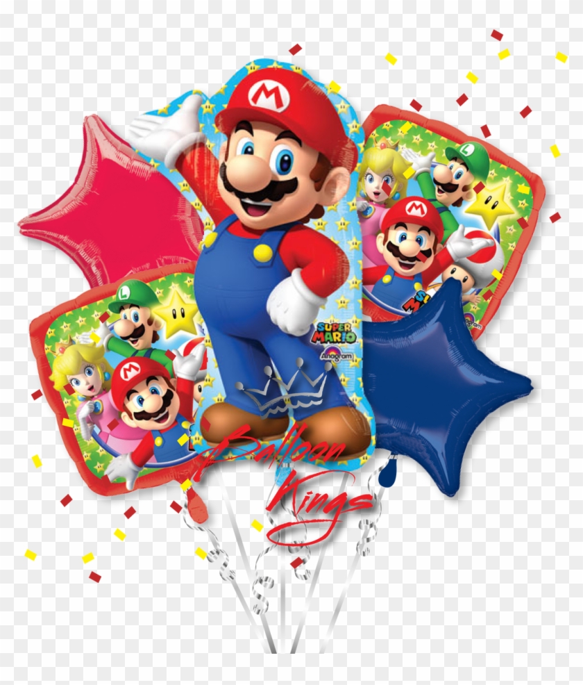 Super Mario Bros Bouquet - Mario 6th Birthday Party Clipart #4506831