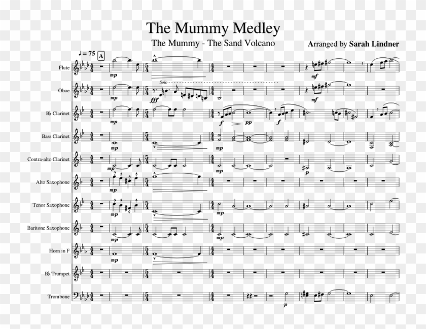 The Mummy Medley For Concert Band - Sheet Music Clipart #4507481