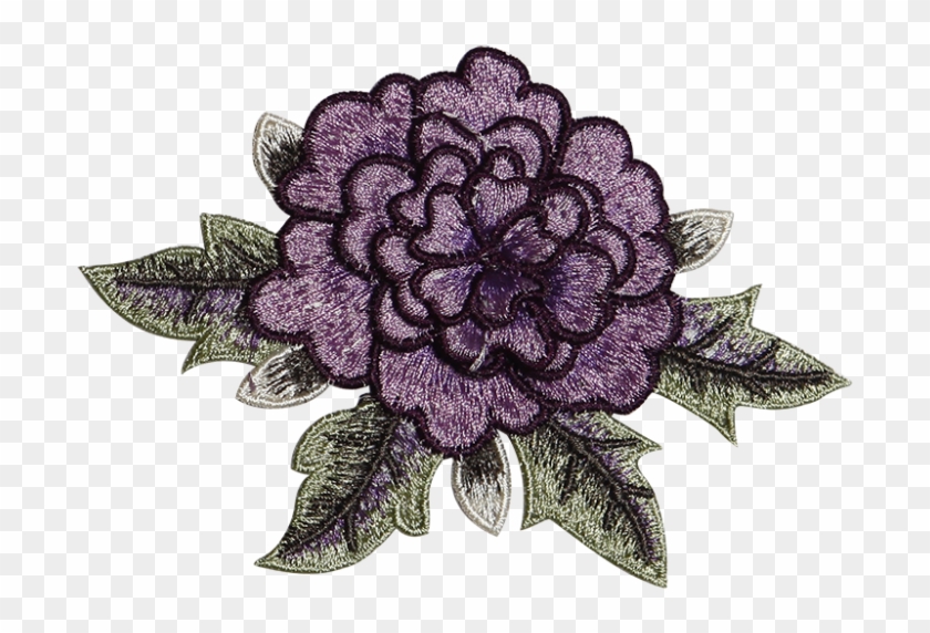 Small Purple Flower Embroider Patch For Simple Fashion - Dahlia Clipart