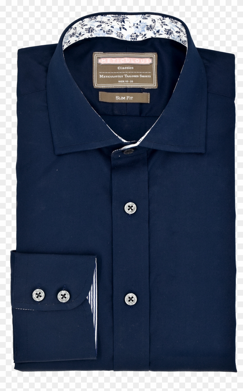 Meticulous Navy With Print Collar And Blue Stripe Cuffs&placket ...