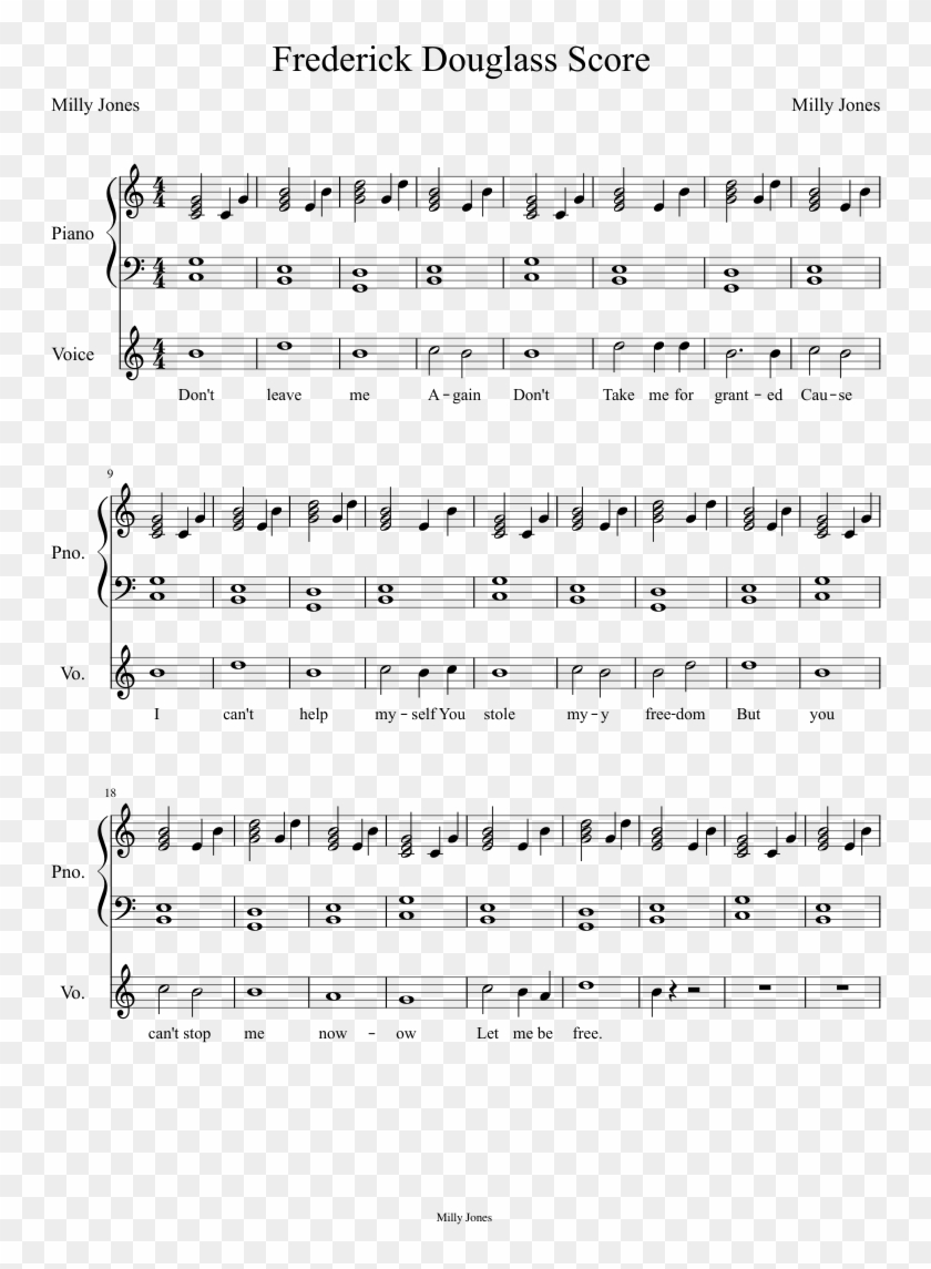 Frederick Douglass Score Sheet Music Composed By Milly - 新 哆 啦 A 夢 琴 譜 Clipart #4508778