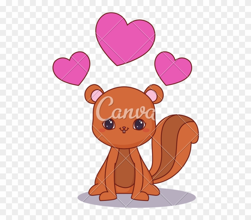 Vector Squirrel Heart - Cartoon Clipart #4510134